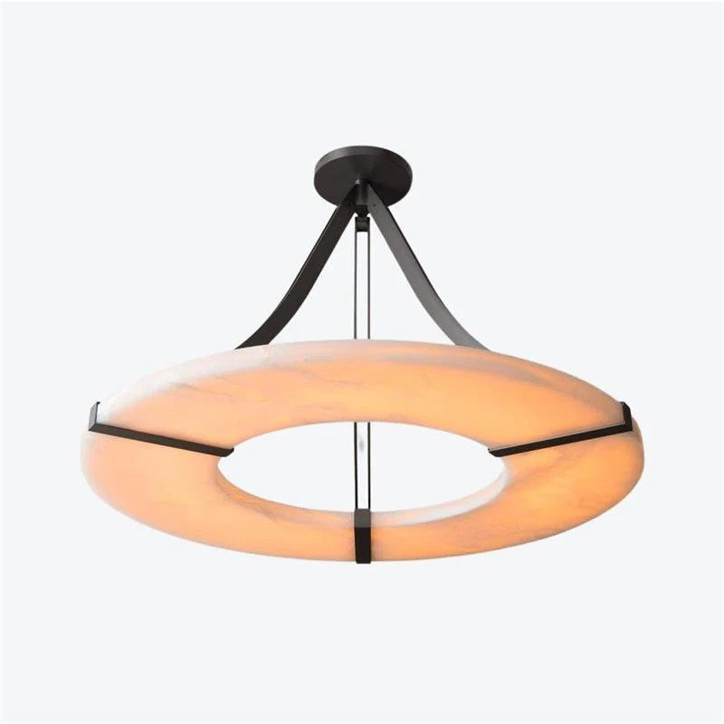 Halo Alabaster Pendant Light – Black & White LED Chandelier