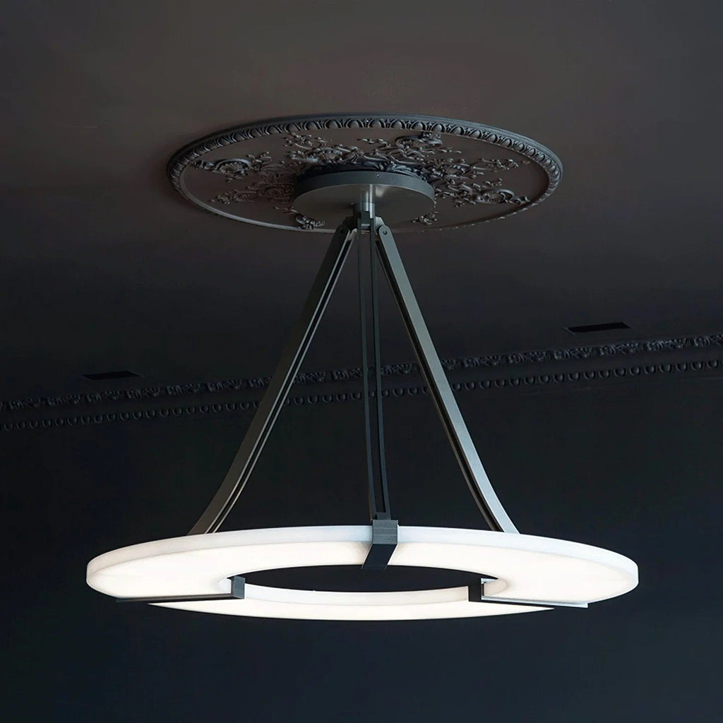 Halo Alabaster Pendant Light – Black & White LED Chandelier