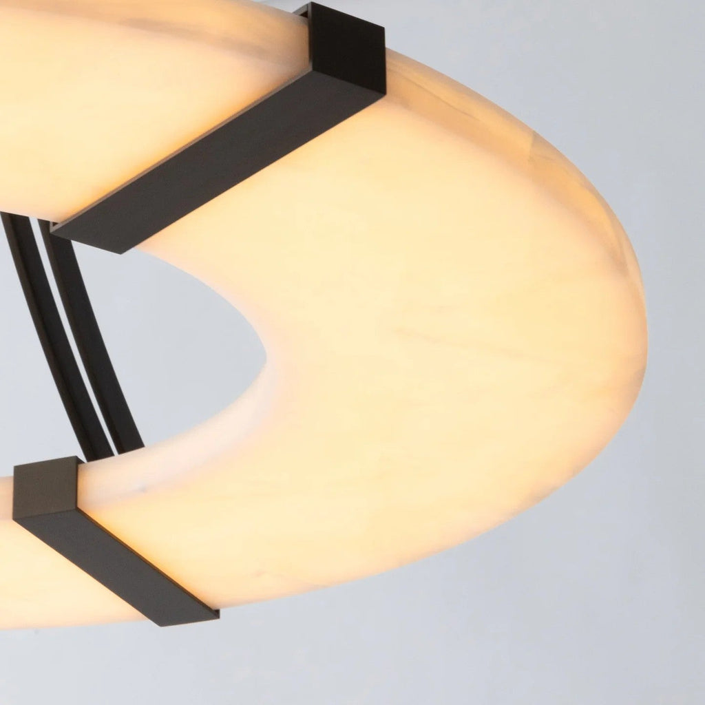 Halo Alabaster Pendant Light – Black & White LED Chandelier