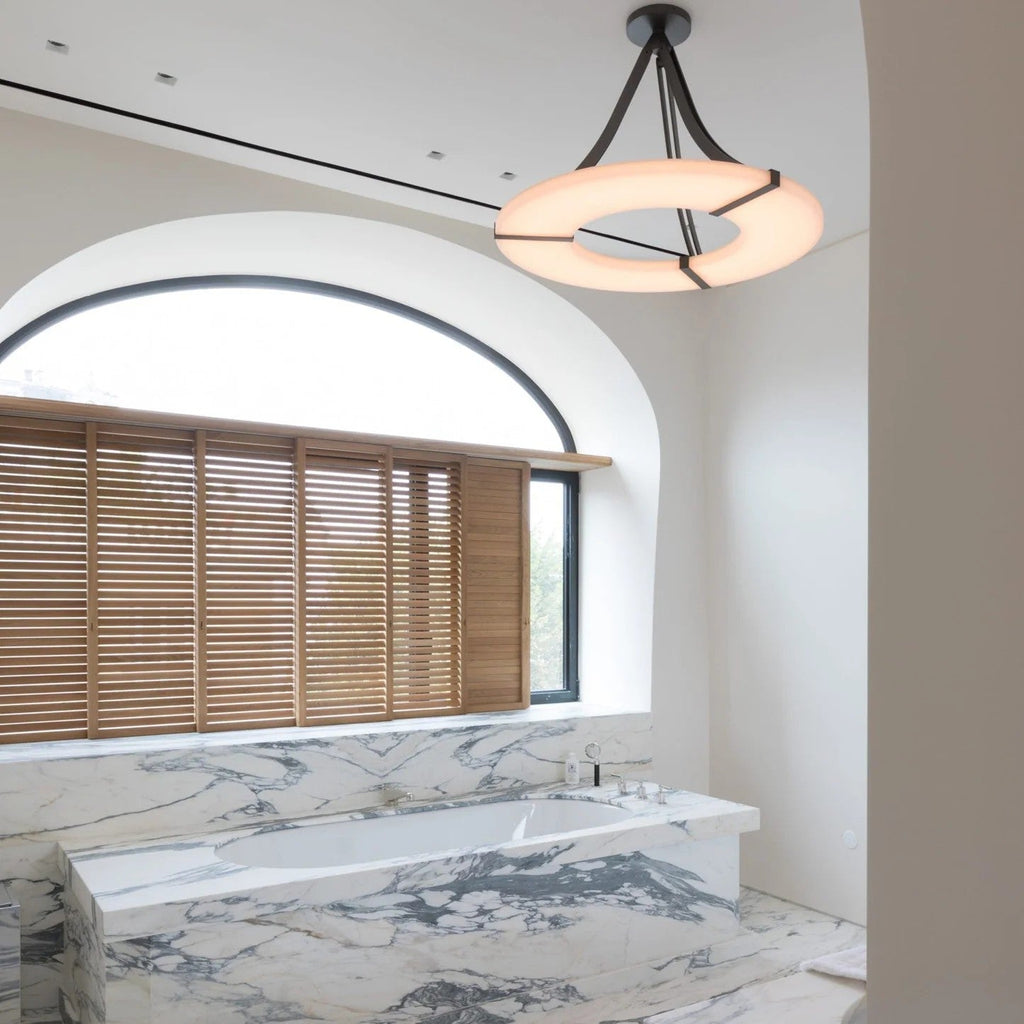 Halo Alabaster Pendant Light – Black & White LED Chandelier