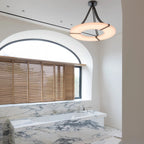 Halo Alabaster Pendant Light – Black & White LED Chandelier