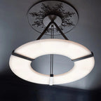 Halo Alabaster Pendant Light – Black & White LED Chandelier