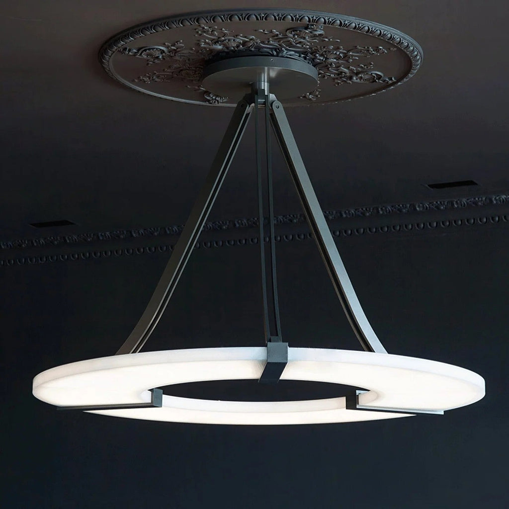 Halo Alabaster Pendant Light – Black & White LED Chandelier