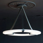 Halo Alabaster Pendant Light – Black & White LED Chandelier