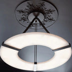 Halo Alabaster Pendant Light – Black & White LED Chandelier