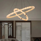 Orb Ring Alabaster Chandelier – Gold White, 23.6‑39.4 Diameters