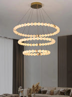 Orb Ring Alabaster Chandelier – Gold White, 23.6‑39.4 Diameters