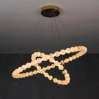 Orb Ring Alabaster Chandelier – Gold White, 23.6‑39.4 Diameters