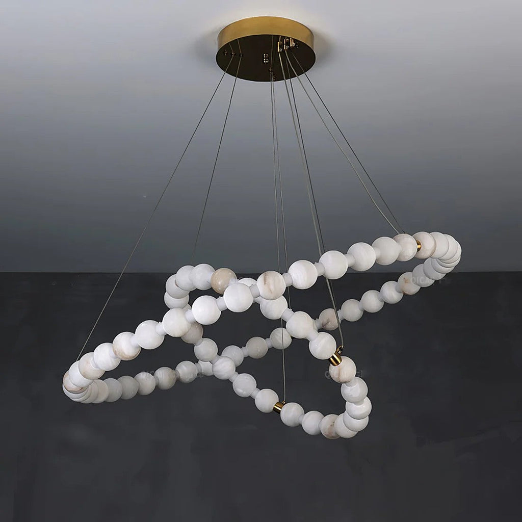 Orb Ring Alabaster Chandelier – Gold White, 23.6‑39.4 Diameters