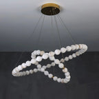 Orb Ring Alabaster Chandelier – Gold White, 23.6‑39.4 Diameters