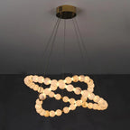 Orb Ring Alabaster Chandelier – Gold White, 23.6‑39.4 Diameters