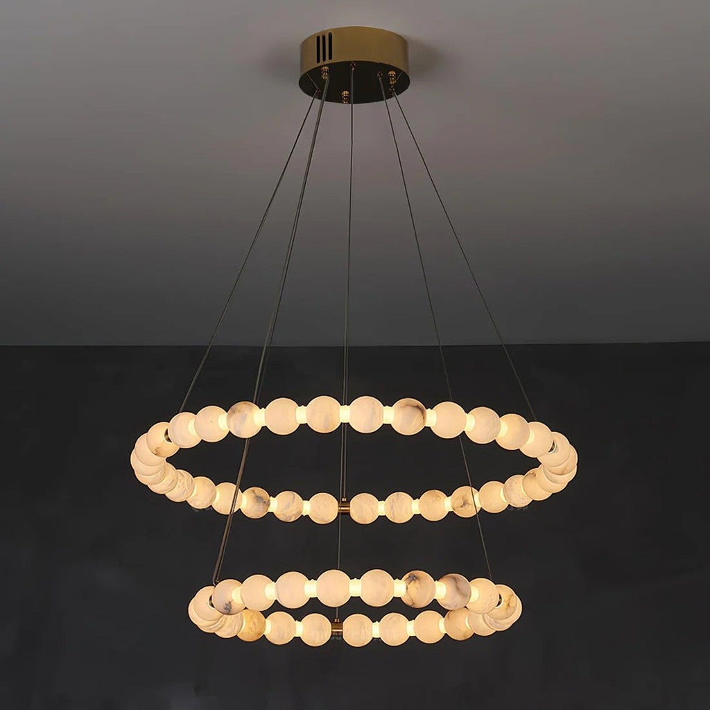 Orb Ring Alabaster Chandelier – Gold White, 23.6‑39.4 Diameters