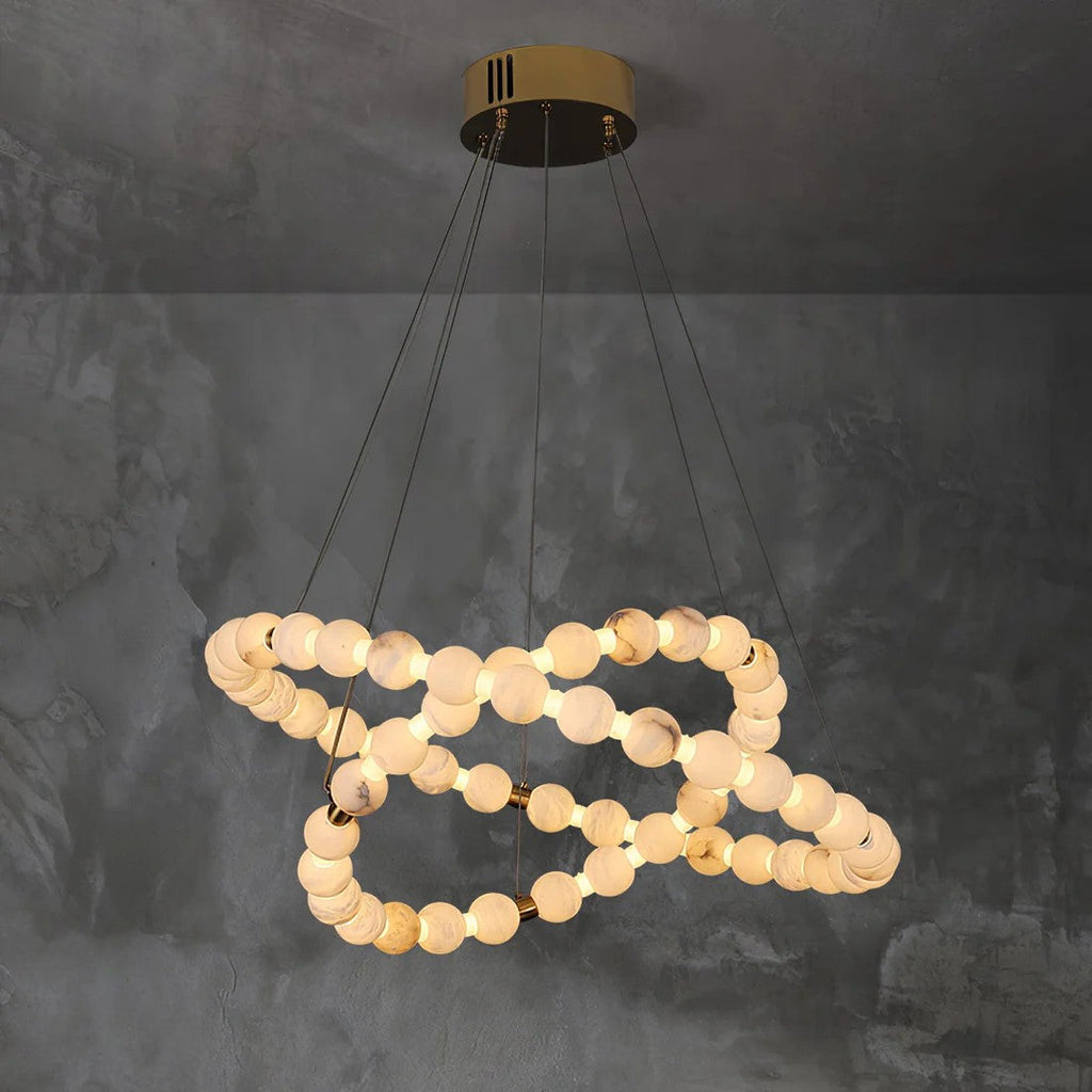 Orb Ring Alabaster Chandelier – Gold White, 23.6‑39.4 Diameters