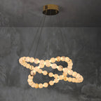Orb Ring Alabaster Chandelier – Gold White, 23.6‑39.4 Diameters