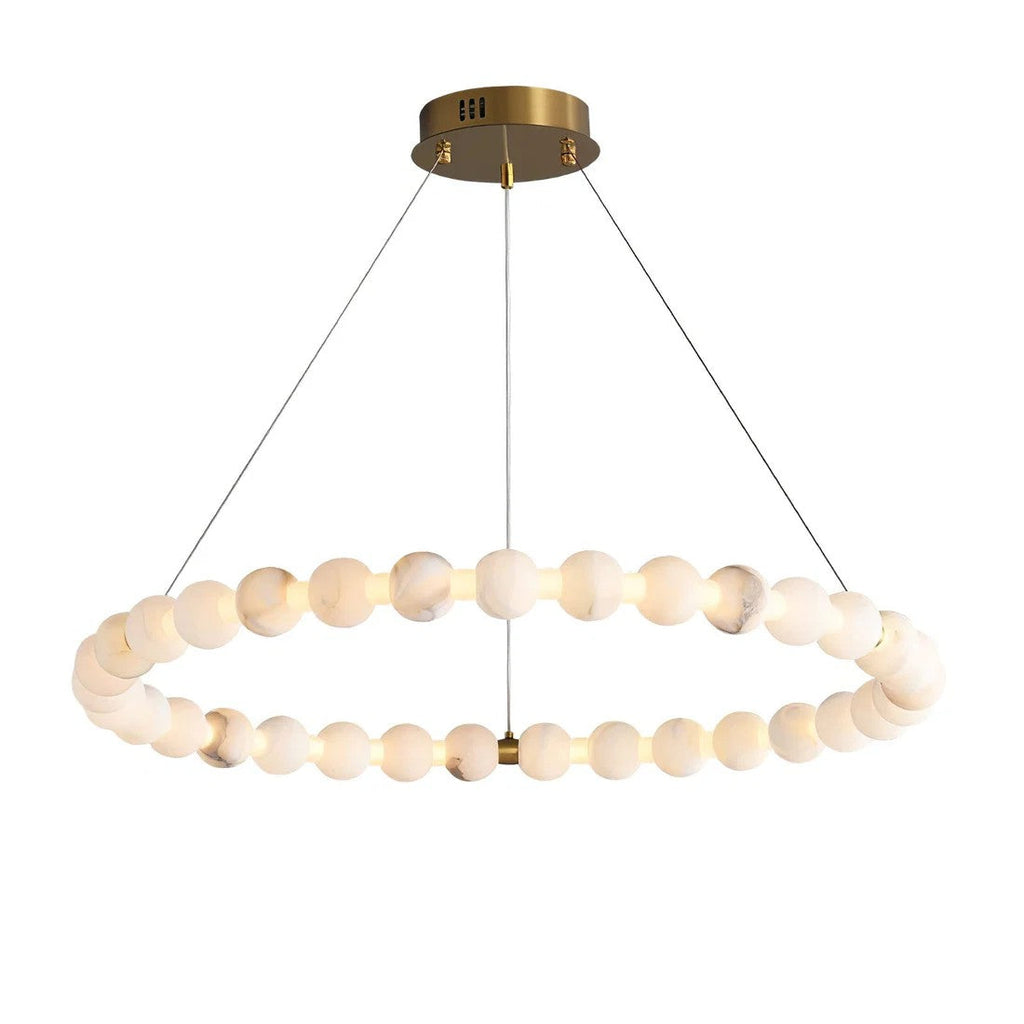 Orb Ring Alabaster Chandelier – Gold White, 23.6‑39.4 Diameters