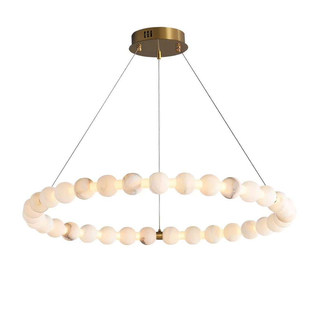 Orb Ring Alabaster Chandelier – Gold White, 23.6‑39.4 Diameters