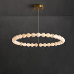 Orb Ring Alabaster Chandelier – Gold White, 23.6‑39.4 Diameters