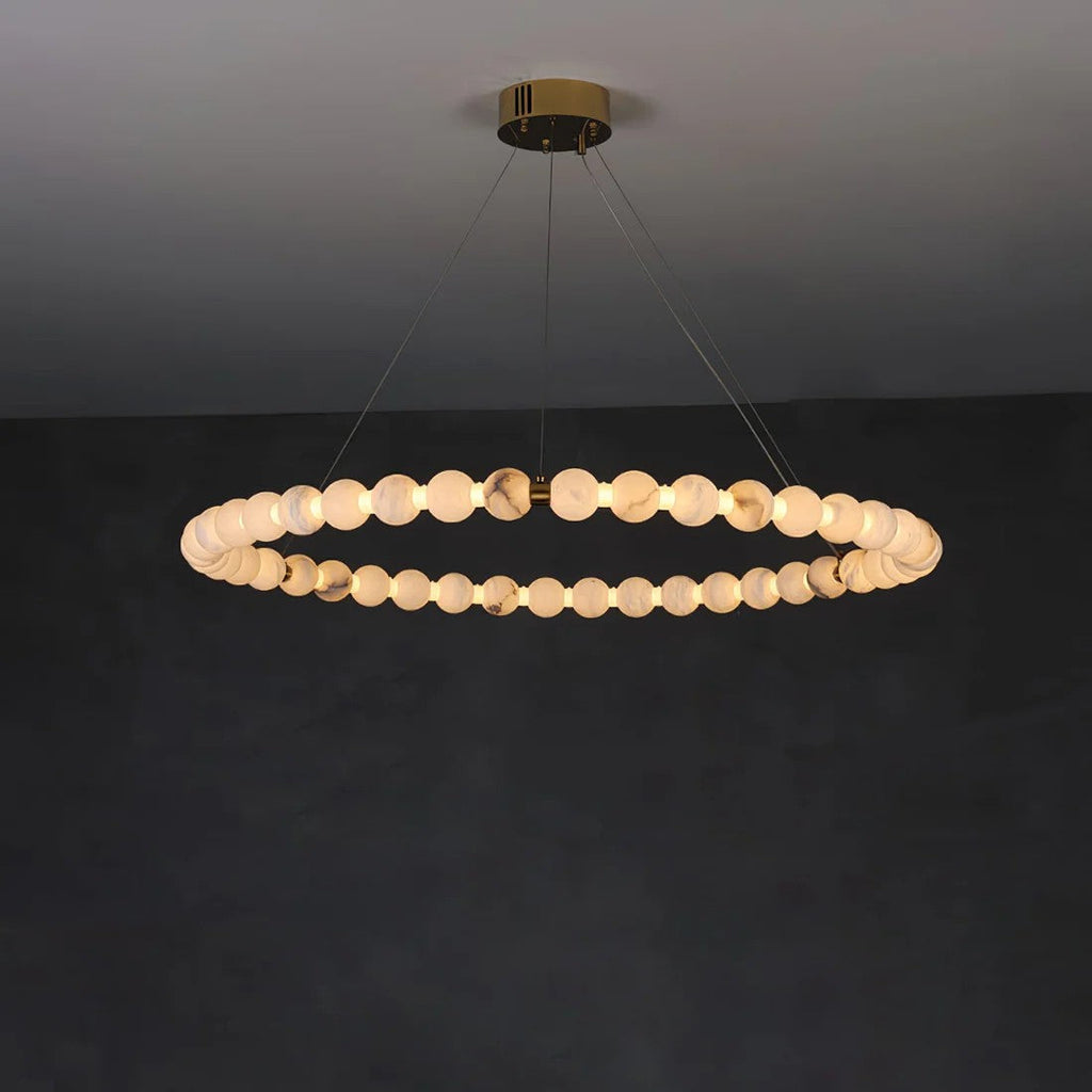 Orb Ring Alabaster Chandelier – Gold White, 23.6‑39.4 Diameters