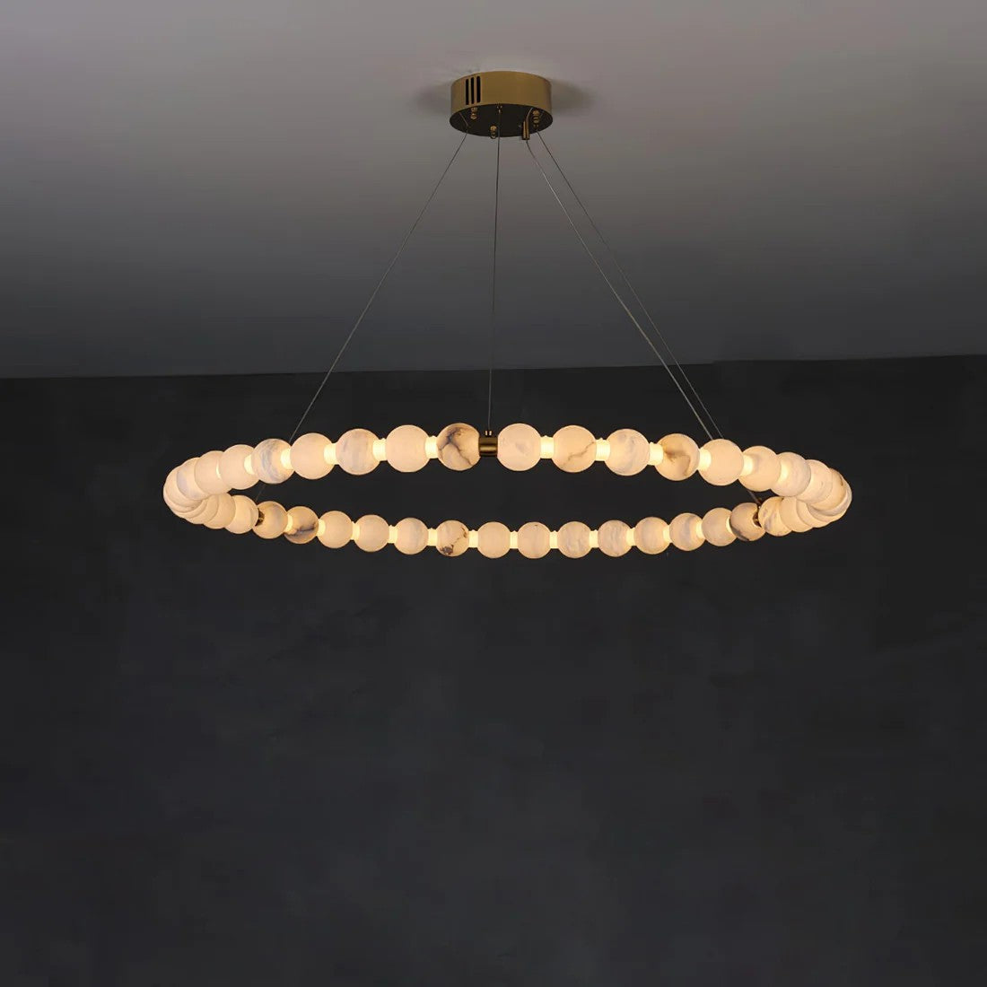 Orb Ring Alabaster Chandelier – Gold White, 23.6‑39.4 Diameters