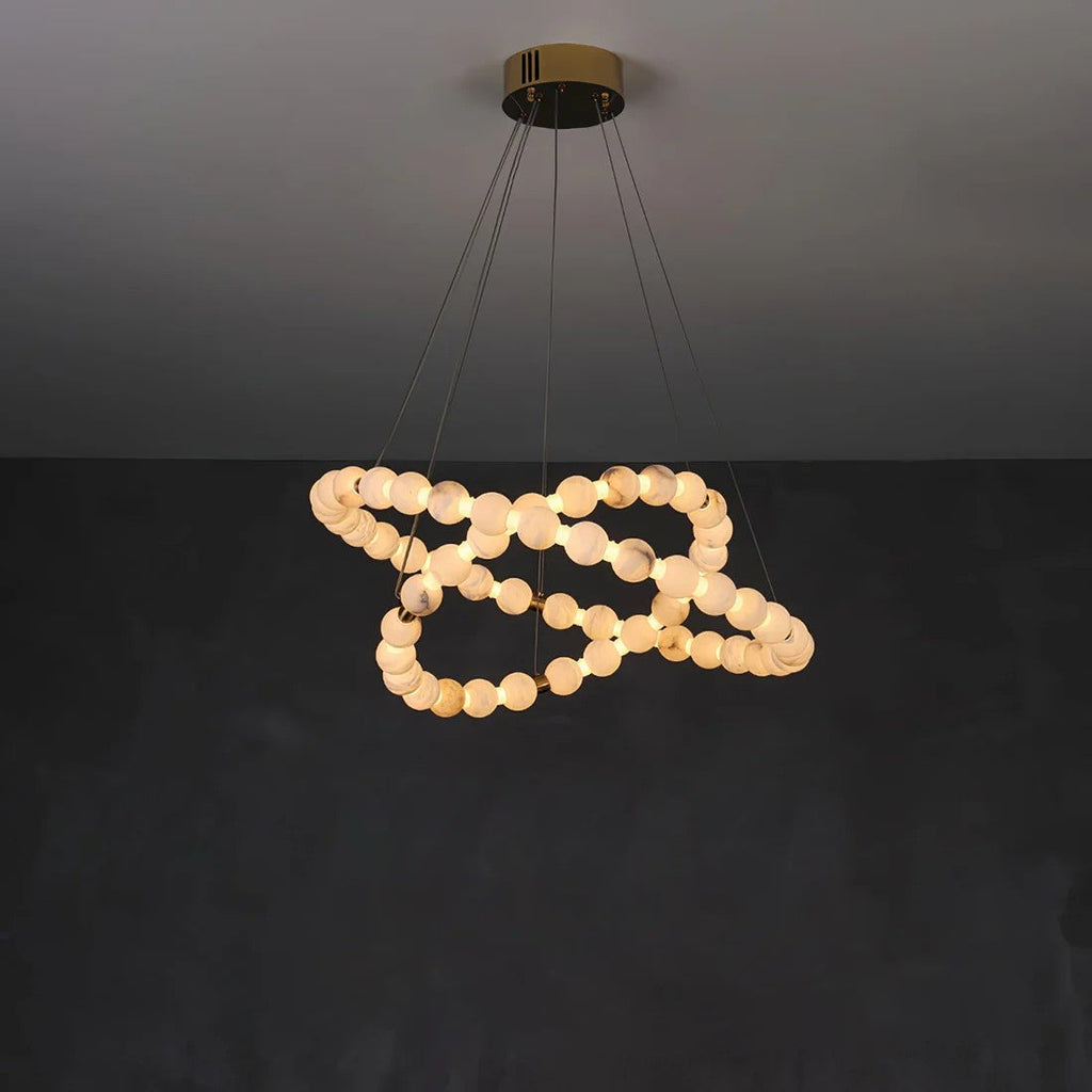 Orb Ring Alabaster Chandelier – Gold White, 23.6‑39.4 Diameters