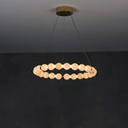 Orb Ring Alabaster Chandelier – Gold White, 23.6‑39.4 Diameters