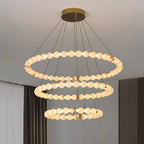 Orb Ring Alabaster Chandelier – Gold White, 23.6‑39.4 Diameters