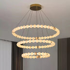 Orb Ring Alabaster Chandelier – Gold White, 23.6‑39.4 Diameters
