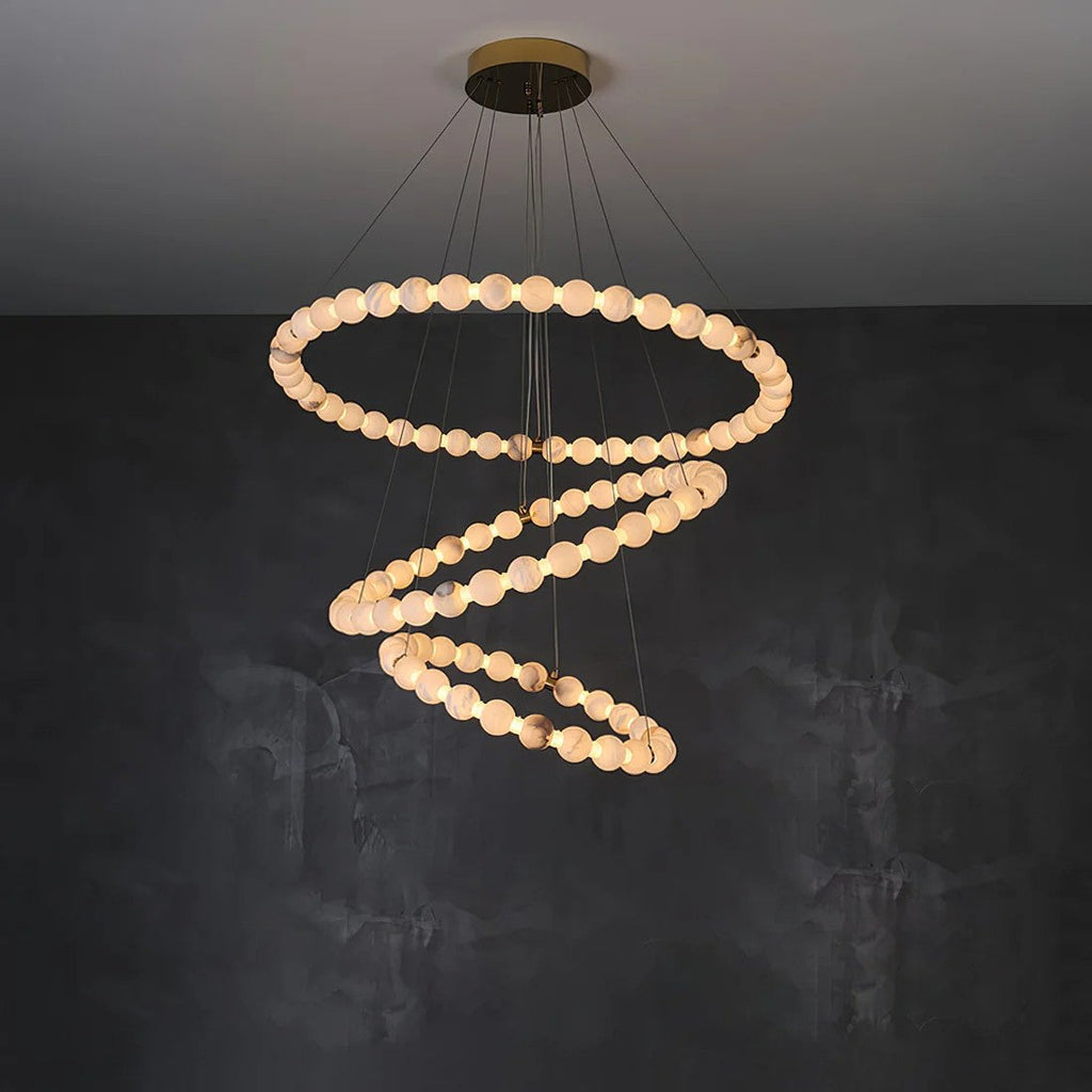 Orb Ring Alabaster Chandelier – Gold White, 23.6‑39.4 Diameters