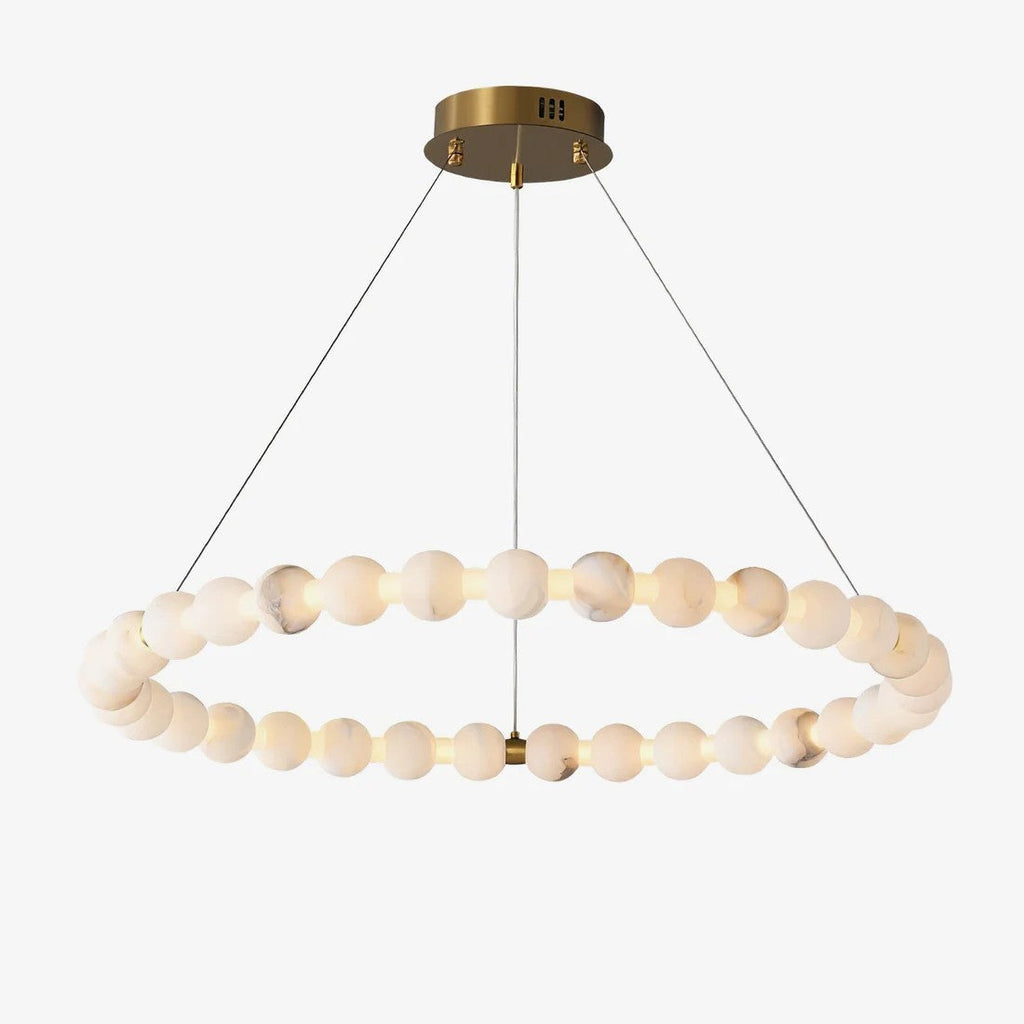 Orb Ring Alabaster Chandelier – Gold White, 23.6‑39.4 Diameters