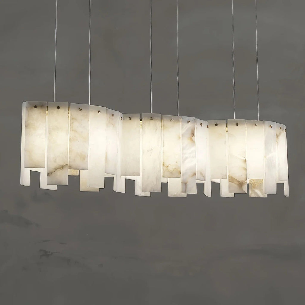 Alabaster Pendant Lamp with Gold & White Finish