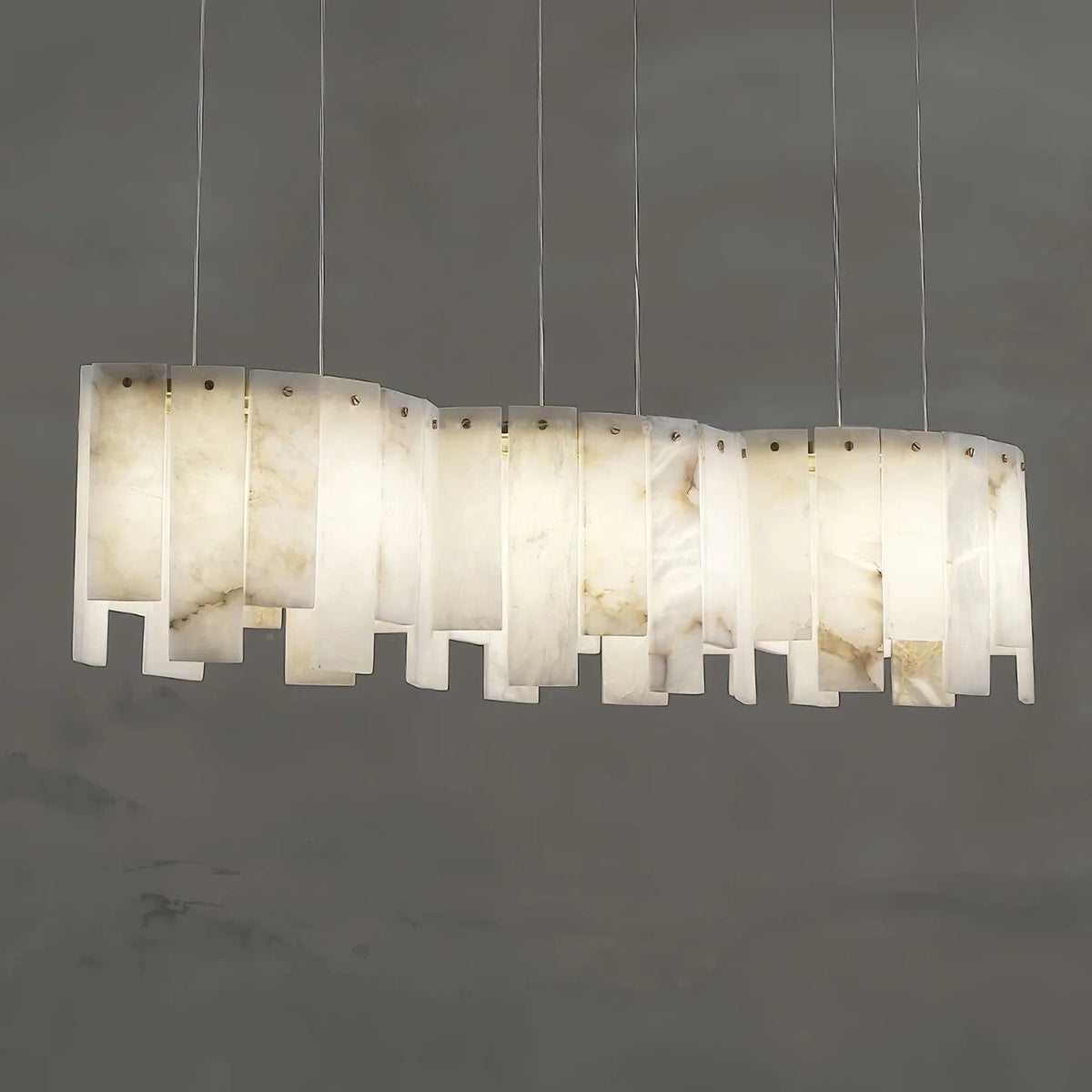 Alabaster Pendant Lamp with Gold & White Finish