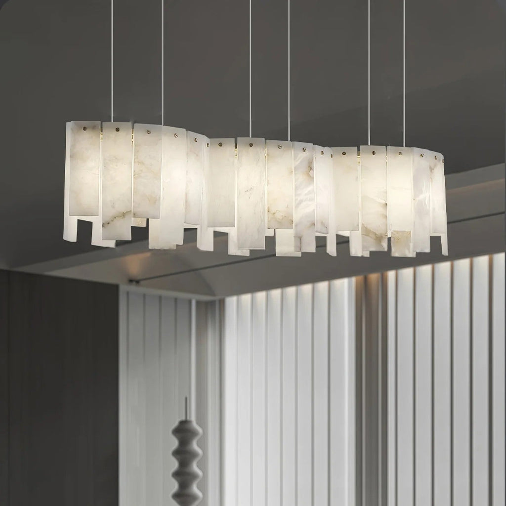 Alabaster Pendant Lamp with Gold & White Finish