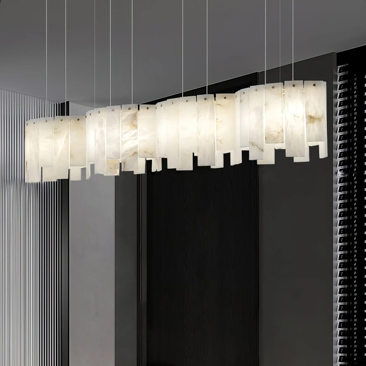 Alabaster Pendant Lamp with Gold & White Finish