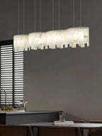Alabaster Pendant Lamp with Gold & White Finish