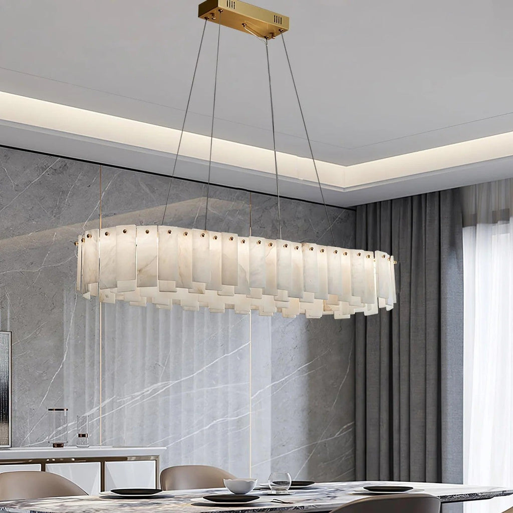 Heavenly Glow Alabaster Round Brass & White Chandelier