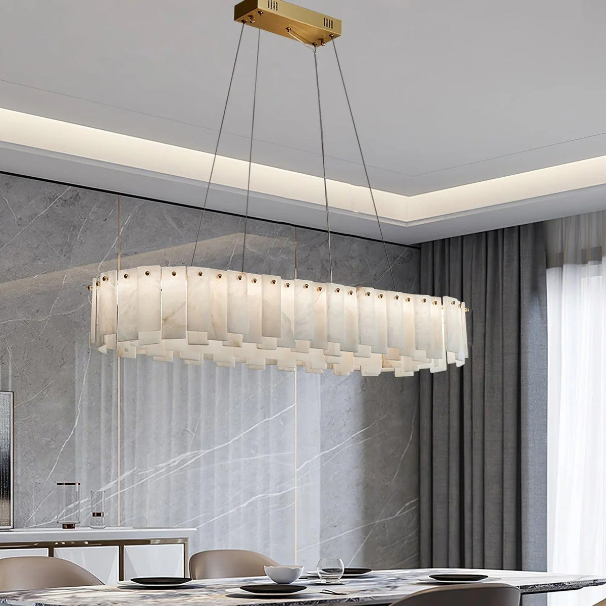 Heavenly Glow Alabaster Round Brass & White Chandelier