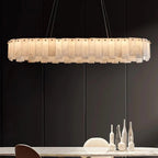 Heavenly Glow Alabaster Round Brass & White Chandelier