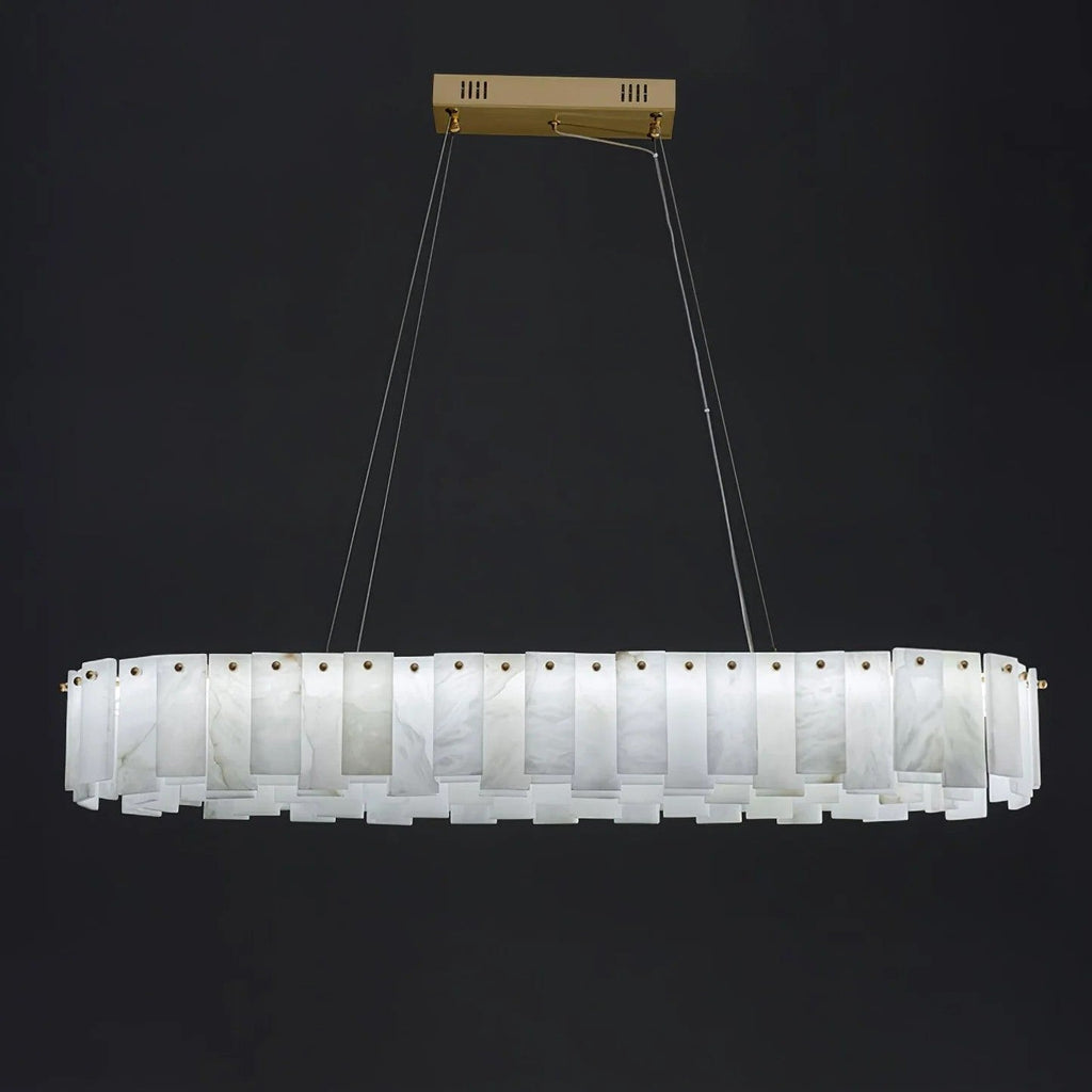 Heavenly Glow Alabaster Round Brass & White Chandelier