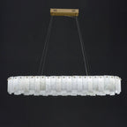 Heavenly Glow Alabaster Round Brass & White Chandelier