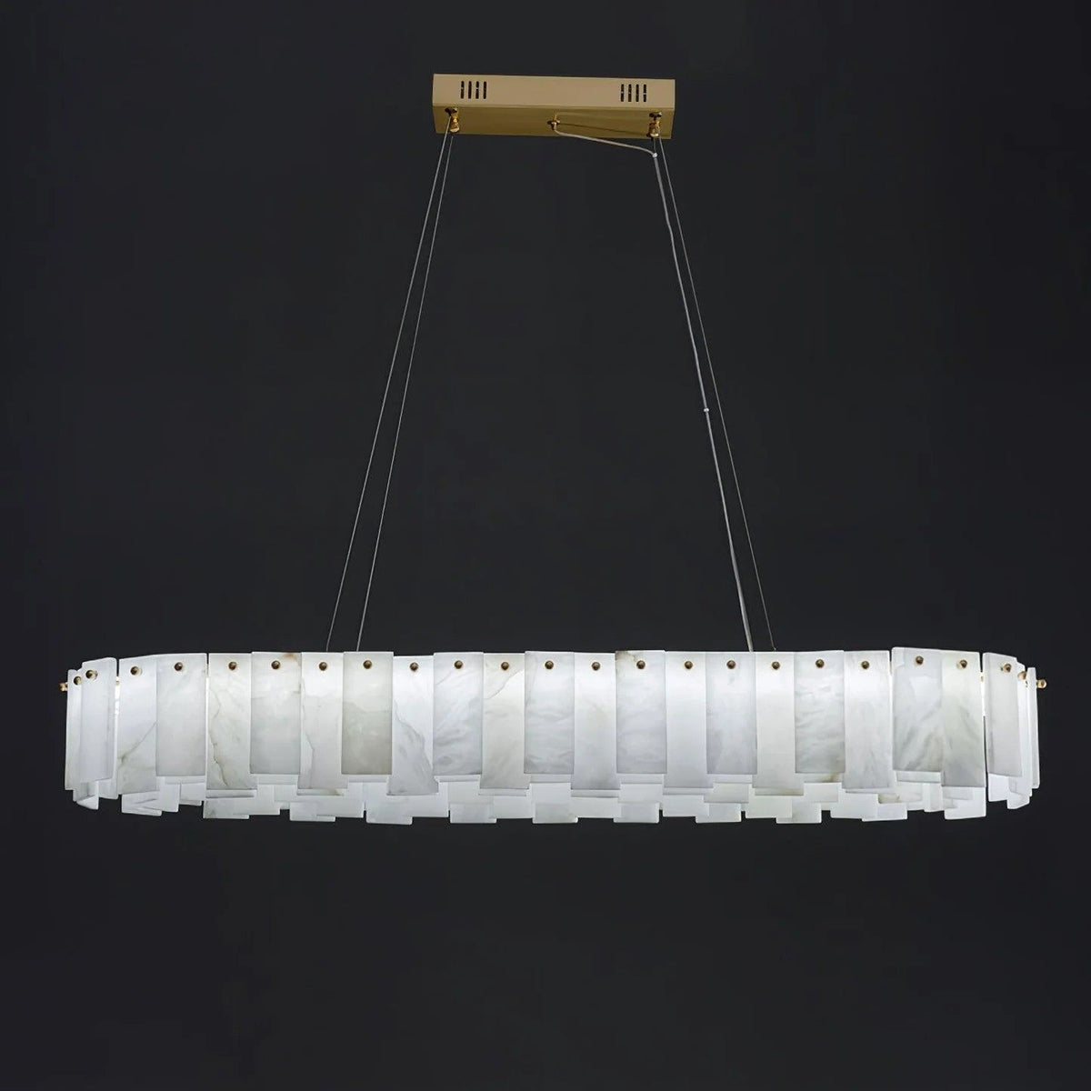 Heavenly Glow Alabaster Round Brass & White Chandelier