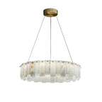 Heavenly Glow Alabaster Round Brass & White Chandelier