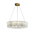 Heavenly Glow Alabaster Round Brass & White Chandelier