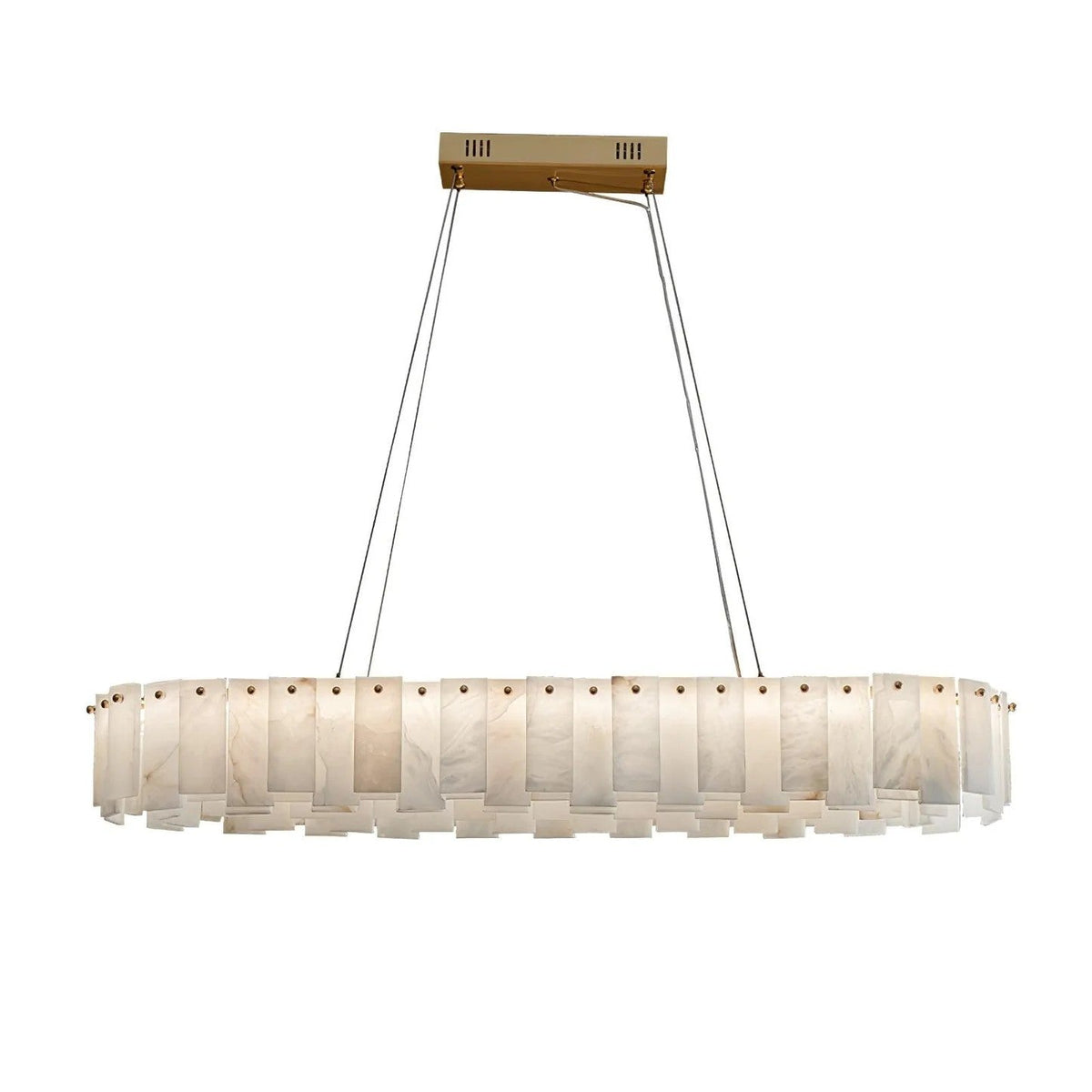 Heavenly Glow Alabaster Round Brass & White Chandelier