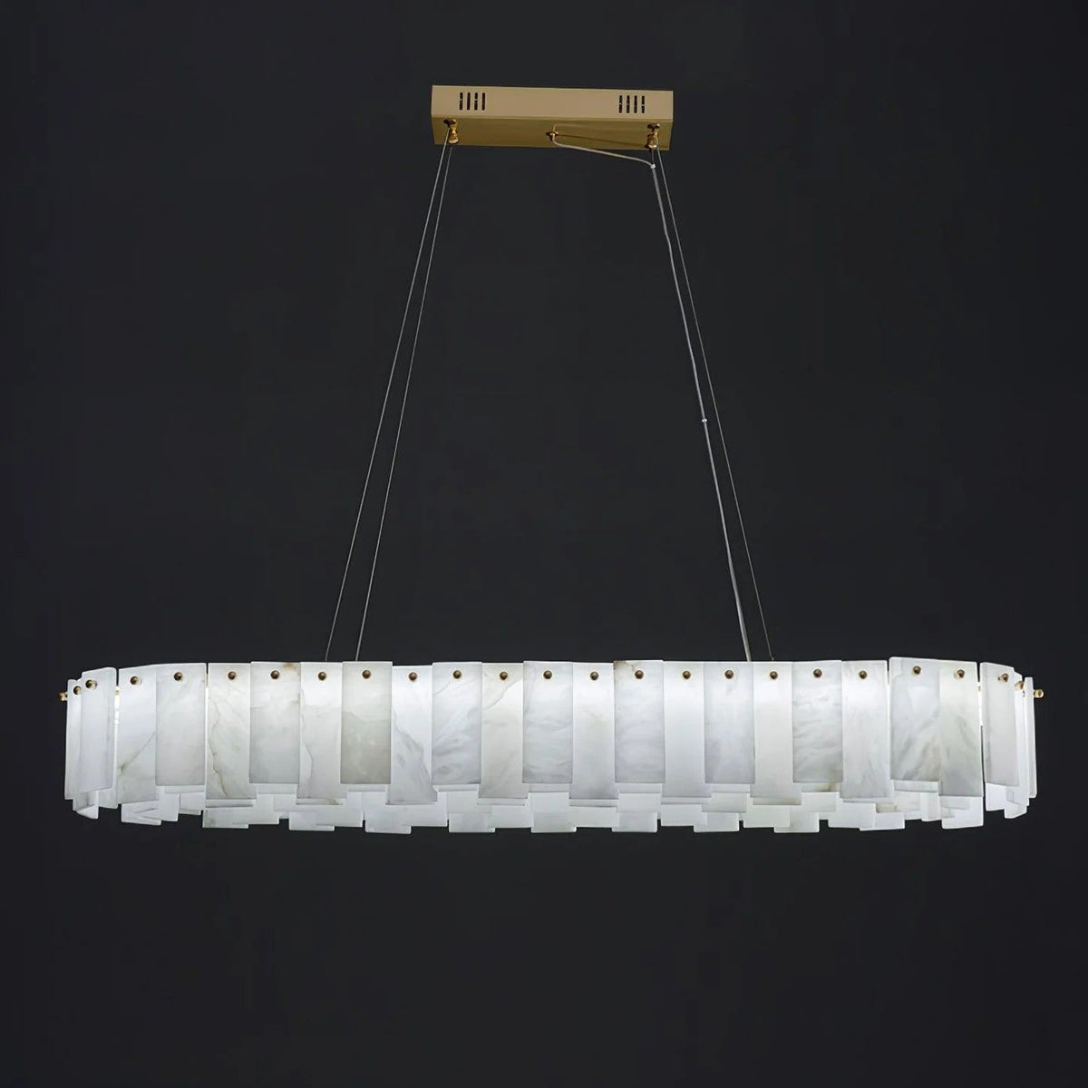 Heavenly Glow Alabaster Round Brass & White Chandelier