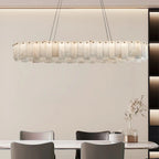 Heavenly Glow Alabaster Round Brass & White Chandelier