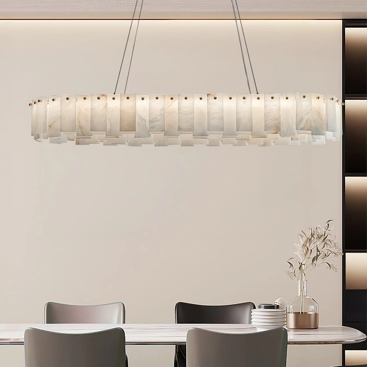 Heavenly Glow Alabaster Round Brass & White Chandelier