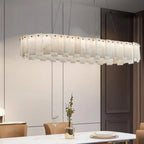 Heavenly Glow Alabaster Round Brass & White Chandelier