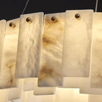 Heavenly Glow Alabaster Round Brass & White Chandelier