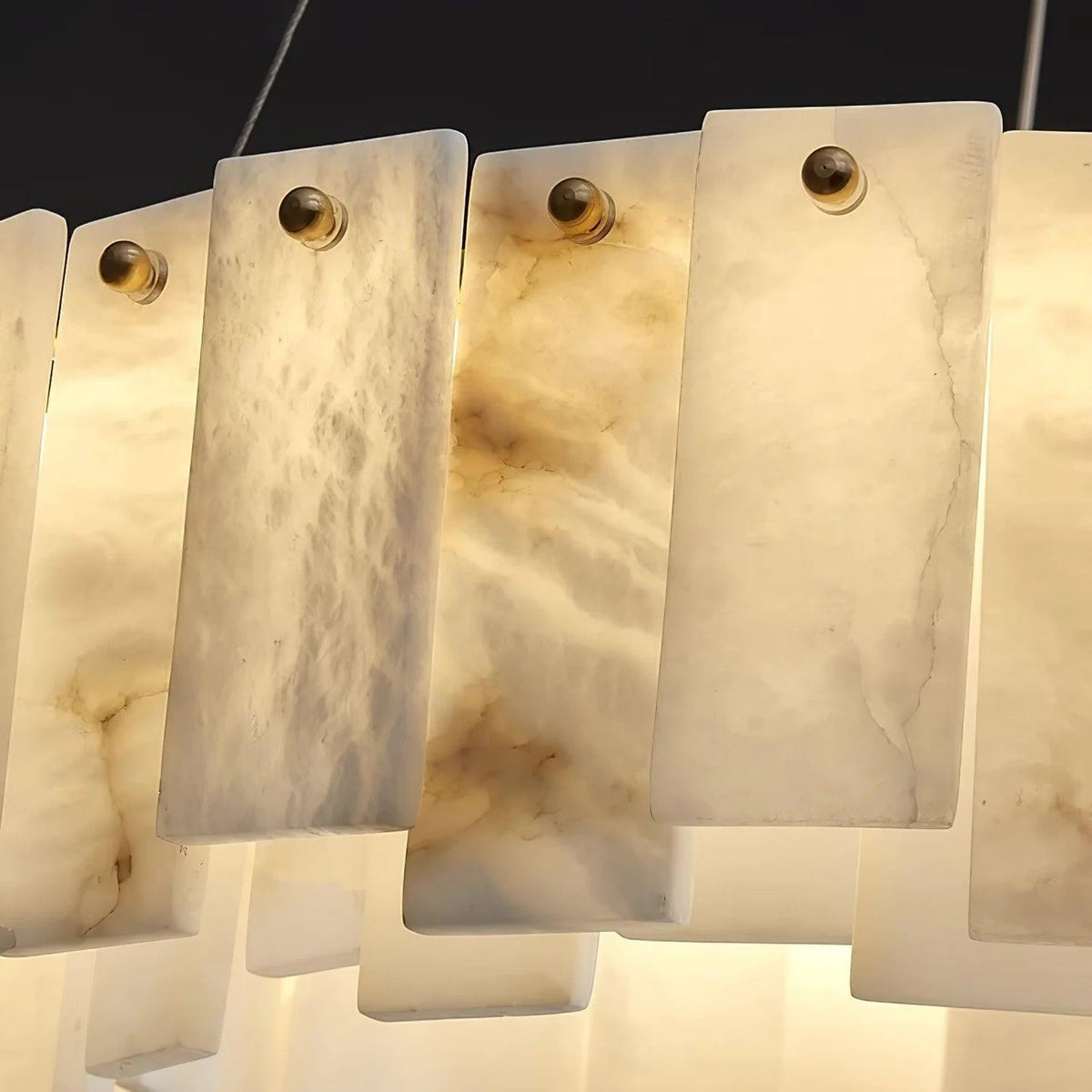 Heavenly Glow Alabaster Round Brass & White Chandelier