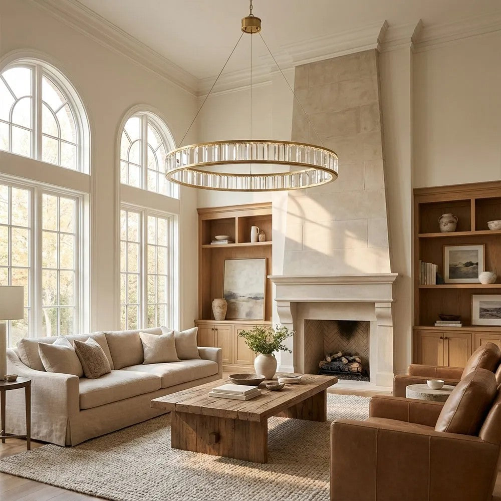Alabaster Round LED Ring Chandelier 40"D